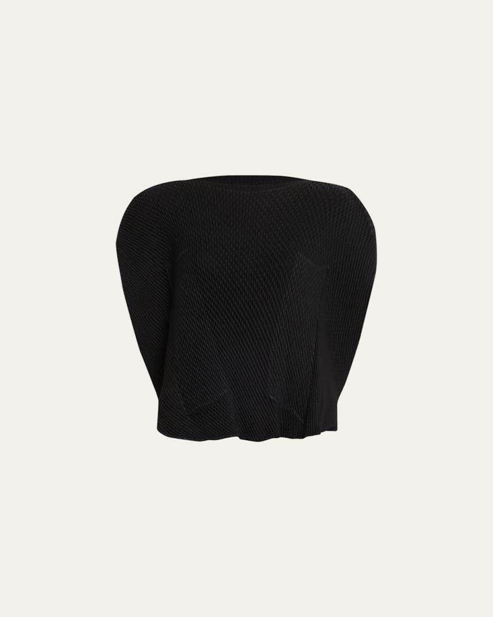 Orbicular Pleated Cap-Sleeve Top